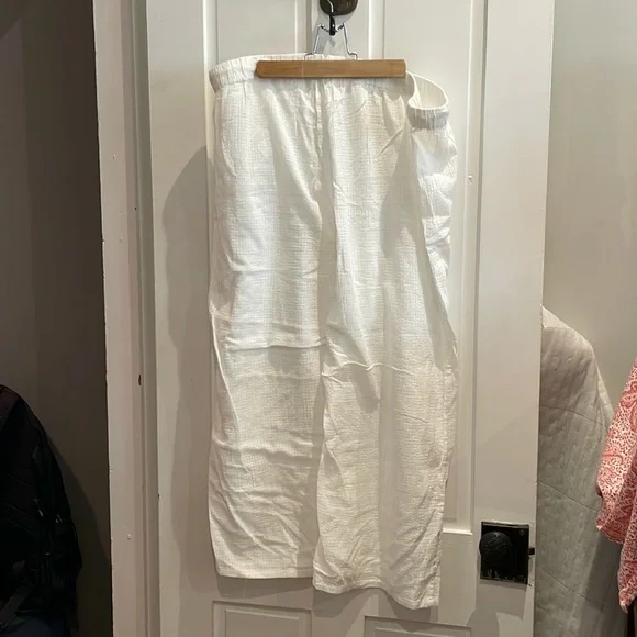 J. Crew White- Navy Wide-Leg Pants- drawstring SZ XL NWT - Picture 4 of 4